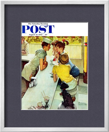 Soda Jerk Saturday Evening Post Cover, August 22,1953 by Norman Rockwell Pricing Limited Edition Print image