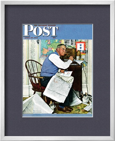 Armchair General Saturday Evening Post Cover, April 29,1944 by Norman Rockwell Pricing Limited Edition Print image