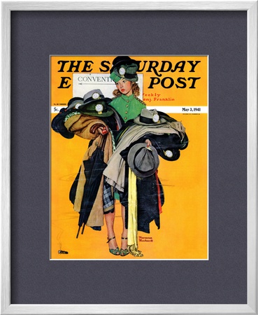Hatcheck Girl Saturday Evening Post Cover, May 3,1941 by Norman Rockwell Pricing Limited Edition Print image