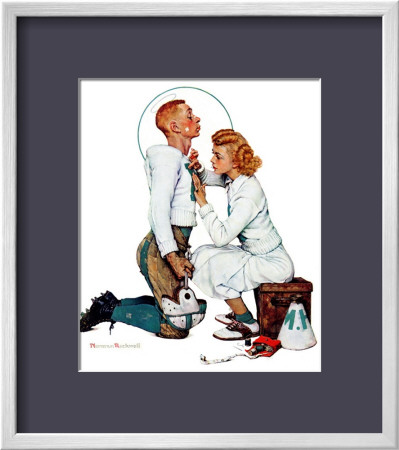 Letter Sweater (Boy & Girl), November 19,1938 by Norman Rockwell Pricing Limited Edition Print image