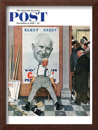 Elect Casey Or Defeated Candidate Saturday Evening Post Cover, November 8,1958 by Norman Rockwell Pricing Limited Edition Print image