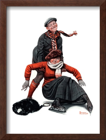 Skating Lesson, February 7,1920 by Norman Rockwell Pricing Limited Edition Print image