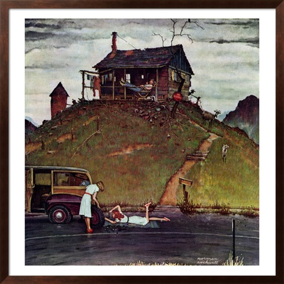 Changing A Flat, August 3,1946 by Norman Rockwell Pricing Limited Edition Print image