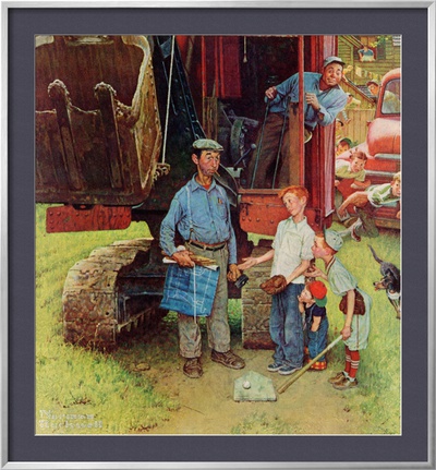 Construction Crew, August 21,1954 by Norman Rockwell Pricing Limited Edition Print image
