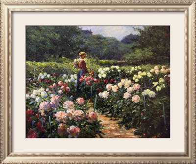 Woman In A Garden Of Peonies by Abbott Fuller Graves Pricing Limited Edition Print image