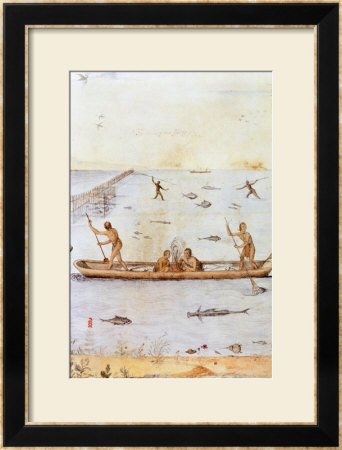 Indians Fishing by John White Pricing Limited Edition Print image