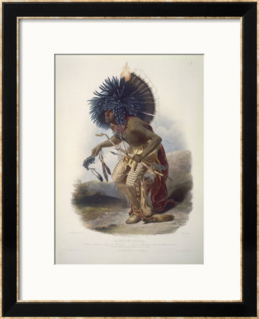 Moennitarri Warrior In Costume Of The Dog Dance by Karl Bodmer Pricing Limited Edition Print image