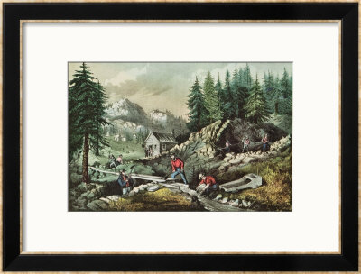 Goldmining In California, 1871 by Currier & Ives Pricing Limited Edition Print image
