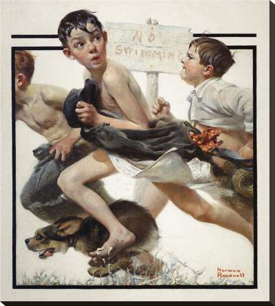 No Swimming by Norman Rockwell Pricing Limited Edition Print image