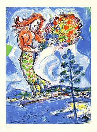 Meerjungfrau & Pinie by Marc Chagall Pricing Limited Edition Print image
