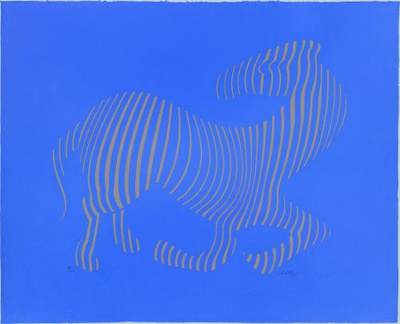 Zebra Beige Auf Blau by Victor Vasarely Pricing Limited Edition Print image