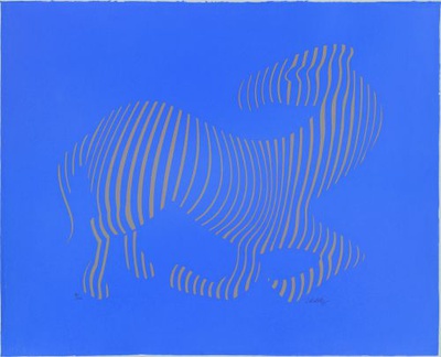 Zebra Beige Auf Blau by Victor Vasarely Pricing Limited Edition Print image