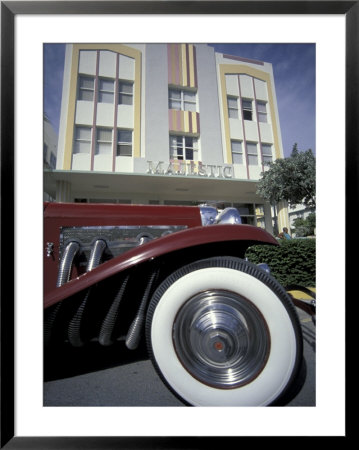 Ocean Drive With Classic Car And Majestic Hotel, South Beach, Miami, Florida, Usa by Robin Hill Pricing Limited Edition Print image
