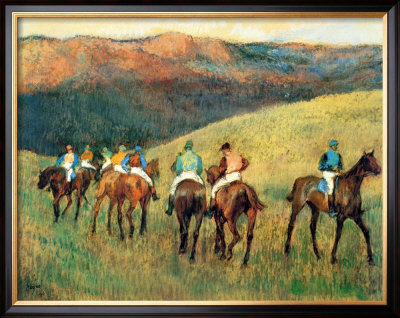 Racehorses In A Landscape by Edgar Degas Pricing Limited Edition Print image