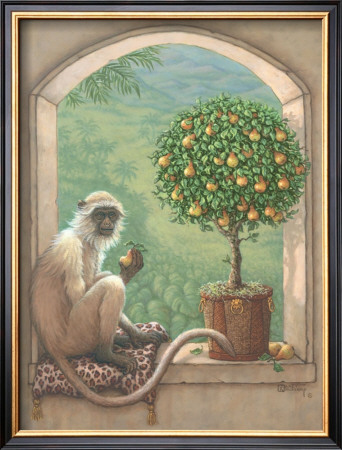 Monkey And Pear Tree by Janet Kruskamp Pricing Limited Edition Print image