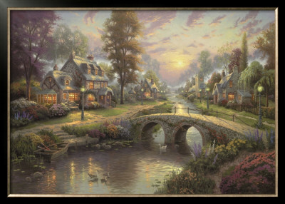 Sunset On Lamplight Lane by Thomas Kinkade Pricing Limited Edition Print image