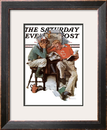 Cramming Saturday Evening Post Cover, June 13,1931 by Norman Rockwell Pricing Limited Edition Print image