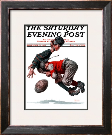 Fumble Or Tackled Saturday Evening Post Cover, November 21,1925 by Norman Rockwell Pricing Limited Edition Print image