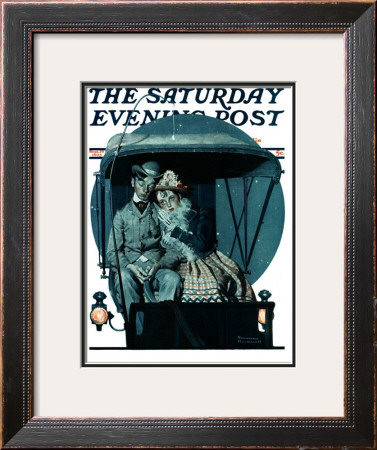 Moonlight Buggy Ride Saturday Evening Post Cover, September 19,1925 by Norman Rockwell Pricing Limited Edition Print image