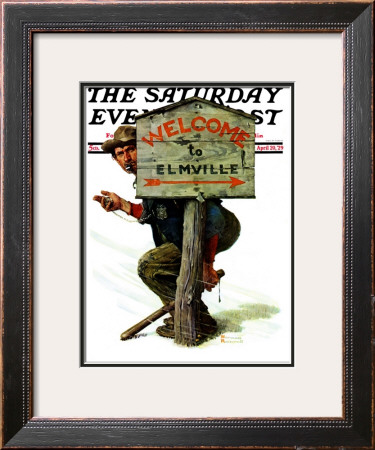 Welcome To Elmville Saturday Evening Post Cover, April 20,1929 by Norman Rockwell Pricing Limited Edition Print image