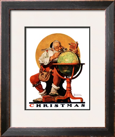 Santa At The Globe, December 4,1926 by Norman Rockwell Pricing Limited Edition Print image