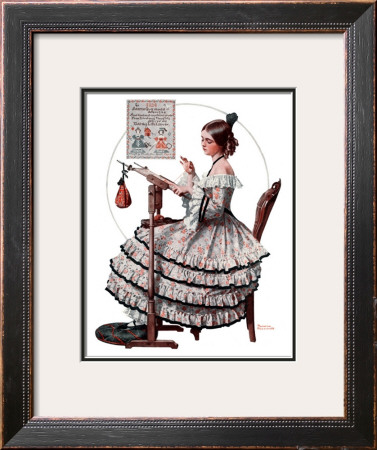 Needlepoint, March 1,1924 by Norman Rockwell Pricing Limited Edition Print image