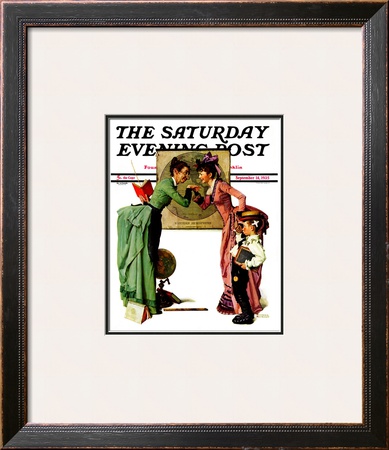 First Day Of School Or Back To School Saturday Evening Post Cover, September 14,1935 by Norman Rockwell Pricing Limited Edition Print image