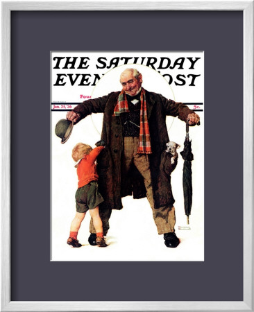 Puppy In The Pocket Or The Gift Saturday Evening Post Cover, January 25,1936 by Norman Rockwell Pricing Limited Edition Print image