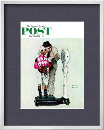 Jockey Weighing In Saturday Evening Post Cover, June 28,1958 by Norman Rockwell Pricing Limited Edition Print image