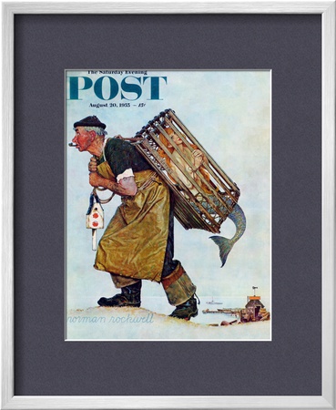 Mermaid Or Lobsterman Saturday Evening Post Cover, August 20,1955 by Norman Rockwell Pricing Limited Edition Print image