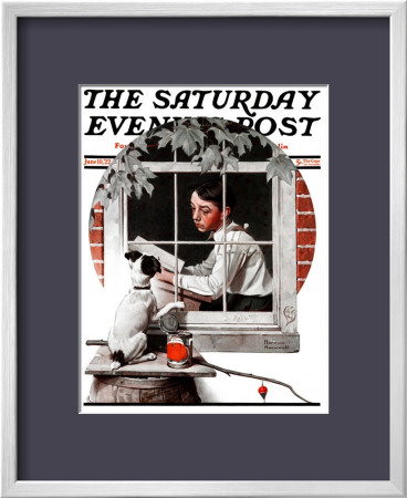 Dog Outside Or Patient Friend Saturday Evening Post Cover, June 10,1922 by Norman Rockwell Pricing Limited Edition Print image