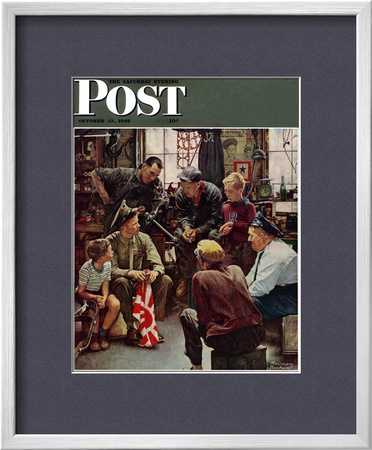 Homecoming Marine Saturday Evening Post Cover, October 13,1945 by Norman Rockwell Pricing Limited Edition Print image