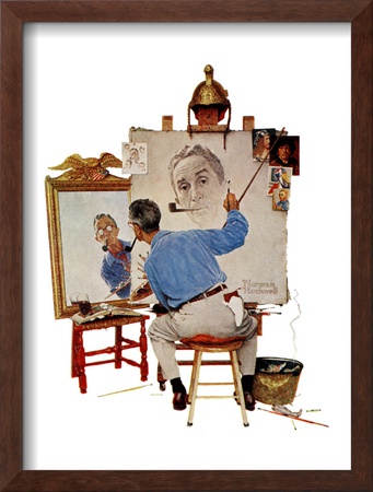 Triple Self-Portrait, February 13,1960 by Norman Rockwell Pricing Limited Edition Print image