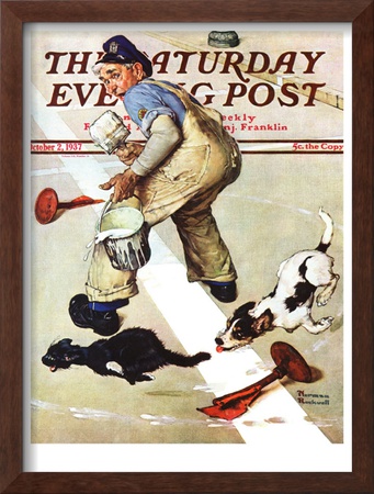 Spilled Paint Saturday Evening Post Cover, October 2,1937 by Norman Rockwell Pricing Limited Edition Print image