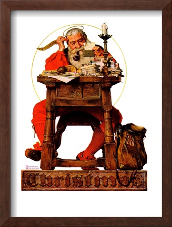 Santa At His Desk, December 21,1935 by Norman Rockwell Pricing Limited Edition Print image