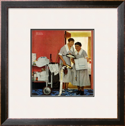 Just Married (Hotel Maids And Confetti), June 29,1957 by Norman Rockwell Pricing Limited Edition Print image