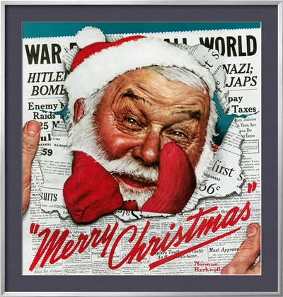 Santa's In The News, December 26,1942 by Norman Rockwell Pricing Limited Edition Print image