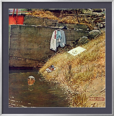 Swimming Hole, August 11,1945 by Norman Rockwell Pricing Limited Edition Print image