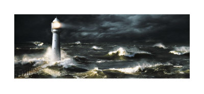 Lighthouse Over A Raging Sea by Steve Bloom Pricing Limited Edition Print image