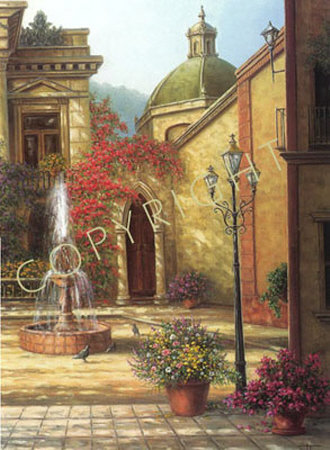 Courtyard Fountain by Jack Terry Pricing Limited Edition Print image