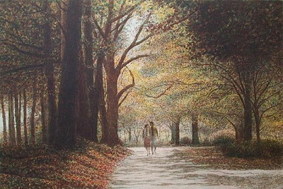 Park, Lovers Walking Ii by Harold Altman Pricing Limited Edition Print image