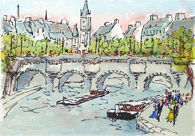 Paris, Le Pont-Neuf by Urbain Huchet Pricing Limited Edition Print image
