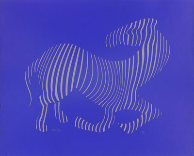 Zebra Silber Auf Violett by Victor Vasarely Pricing Limited Edition Print image