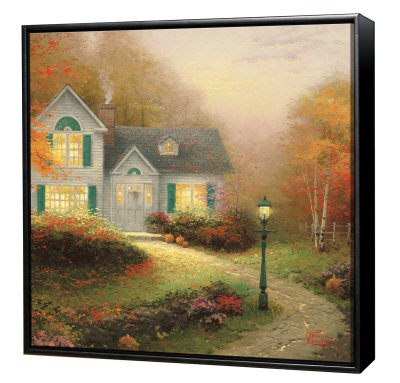 Blessings Of Autumn - Framed Fine Art Print On Canvas - Black Frame by Thomas Kinkade Pricing Limited Edition Print image