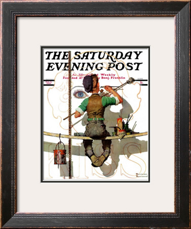 Signpainter Saturday Evening Post Cover, February 9,1935 by Norman Rockwell Pricing Limited Edition Print image