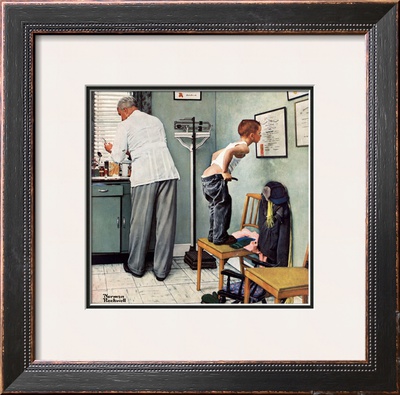 Before The Shot Or At The Doctor's Saturday Evening Post Cover, March 15,1958 by Norman Rockwell Pricing Limited Edition Print image