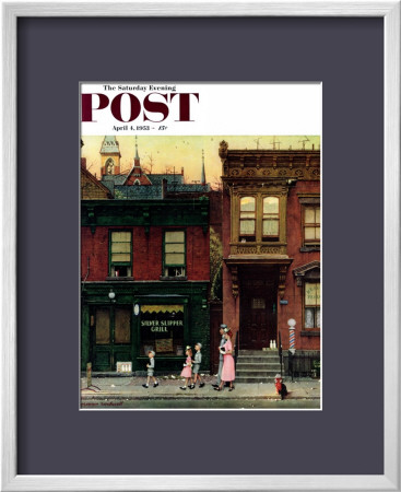 Walking To Church Saturday Evening Post Cover, April 4,1953 by Norman Rockwell Pricing Limited Edition Print image