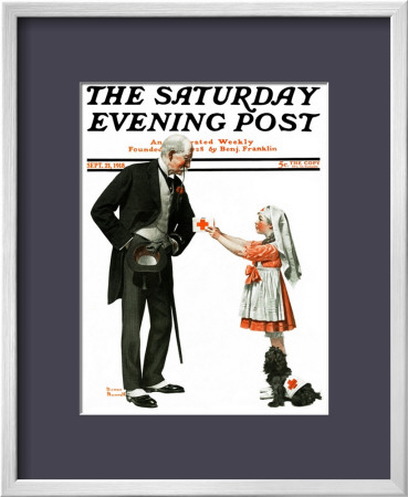 Giving To Red Cross Saturday Evening Post Cover, September 21,1918 by Norman Rockwell Pricing Limited Edition Print image