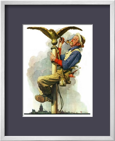 Gilding The Eagle Or Painting The Flagpole, May 26,1928 by Norman Rockwell Pricing Limited Edition Print image