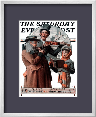Christmas Trio Or Sing Merrille Saturday Evening Post Cover, December 8,1923 by Norman Rockwell Pricing Limited Edition Print image